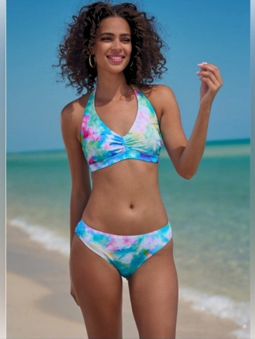 VENUS Heavenly Halter Multi Tie-Dye Bikini Top, Size S - Picture 3 of 14